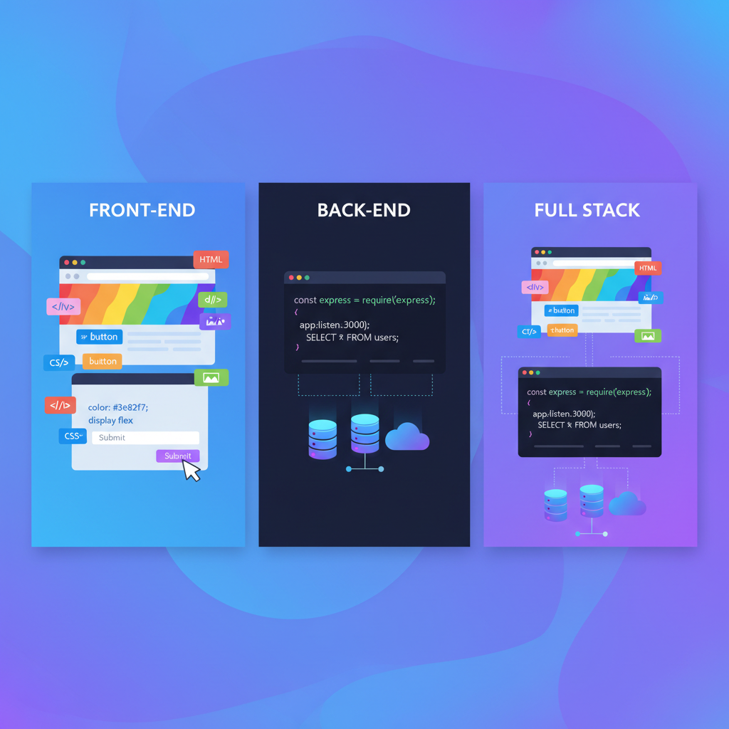 Comparaison du développement Front-End, Back-End et Full Stack