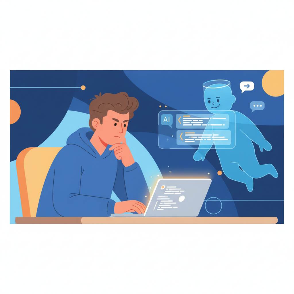 Développeur utilisant un assistant d'intelligence artificielle
