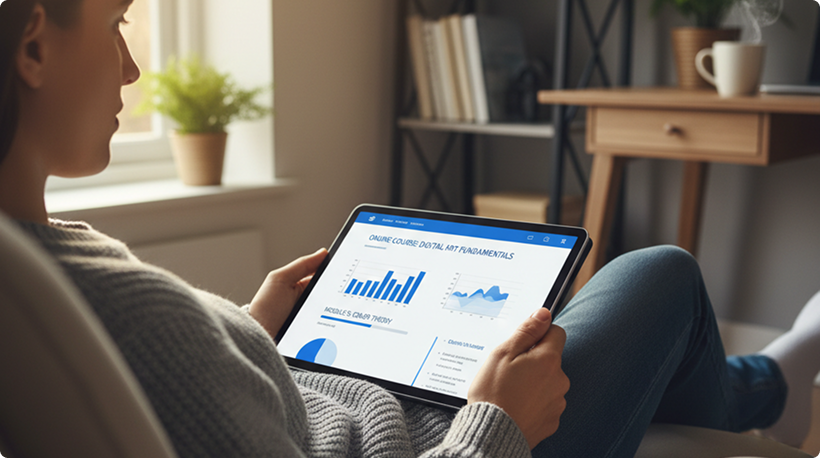 Formation en ligne suivie sur une tablette